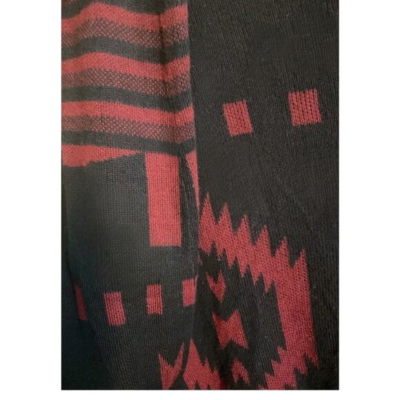 Forever 21 Cardigan Women’s Size S Red Black Aztec Open Draped Fringe - Picture 9 of 10